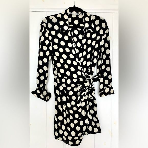 ZARA Dot Shirt Wrap Dress - Picture 5 of 9